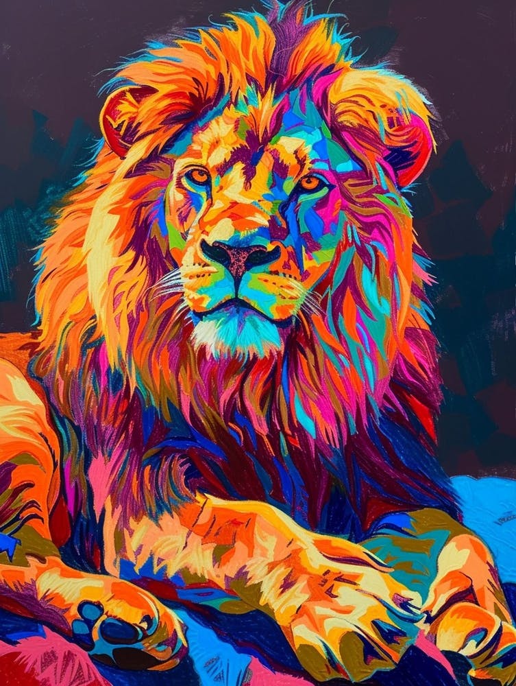 Masai Lion Symbolic Imagery Fauvist Painting 1