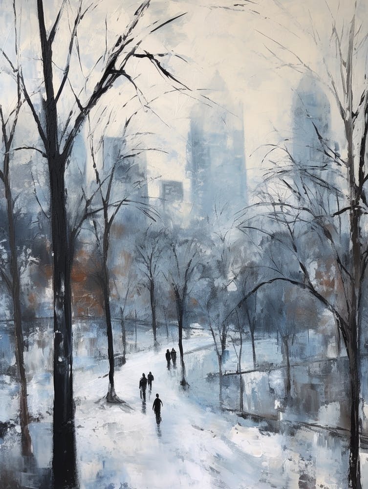 Winter City Park Painting Central Park New York City 4