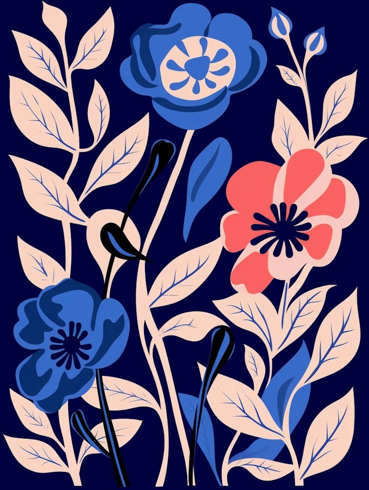 Blue Flower Illustration Gloriosa Lily 2