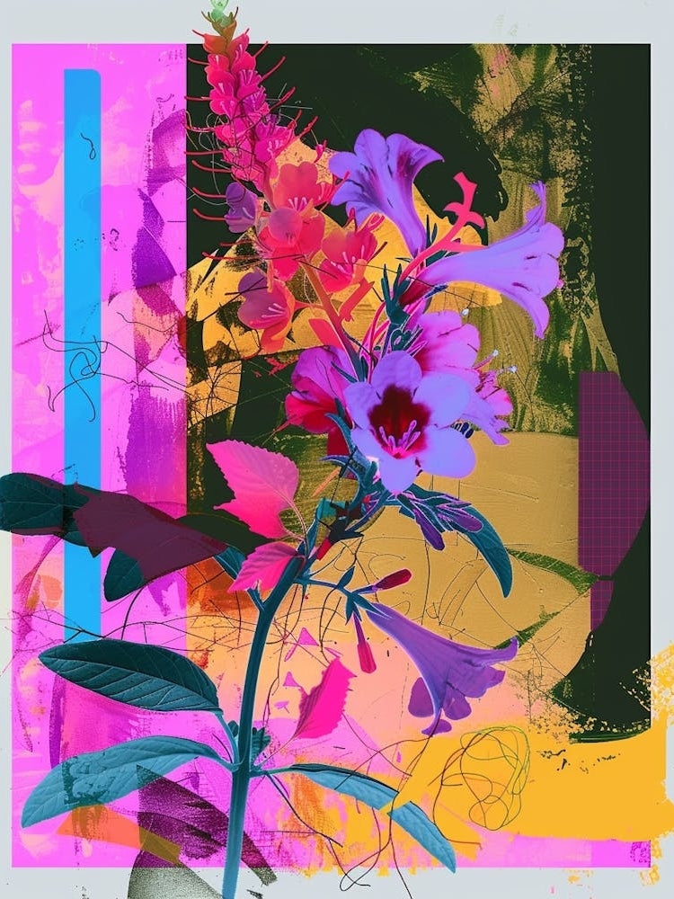 Coral Bells 1 Neon Flower Collage