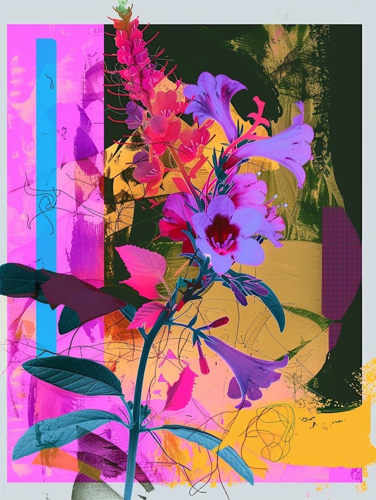 Coral Bells 1 Neon Flower Collage