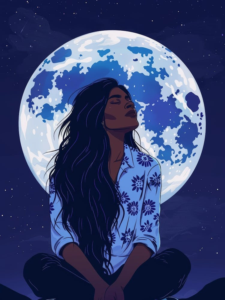 Afro-American Woman In The Moonlight