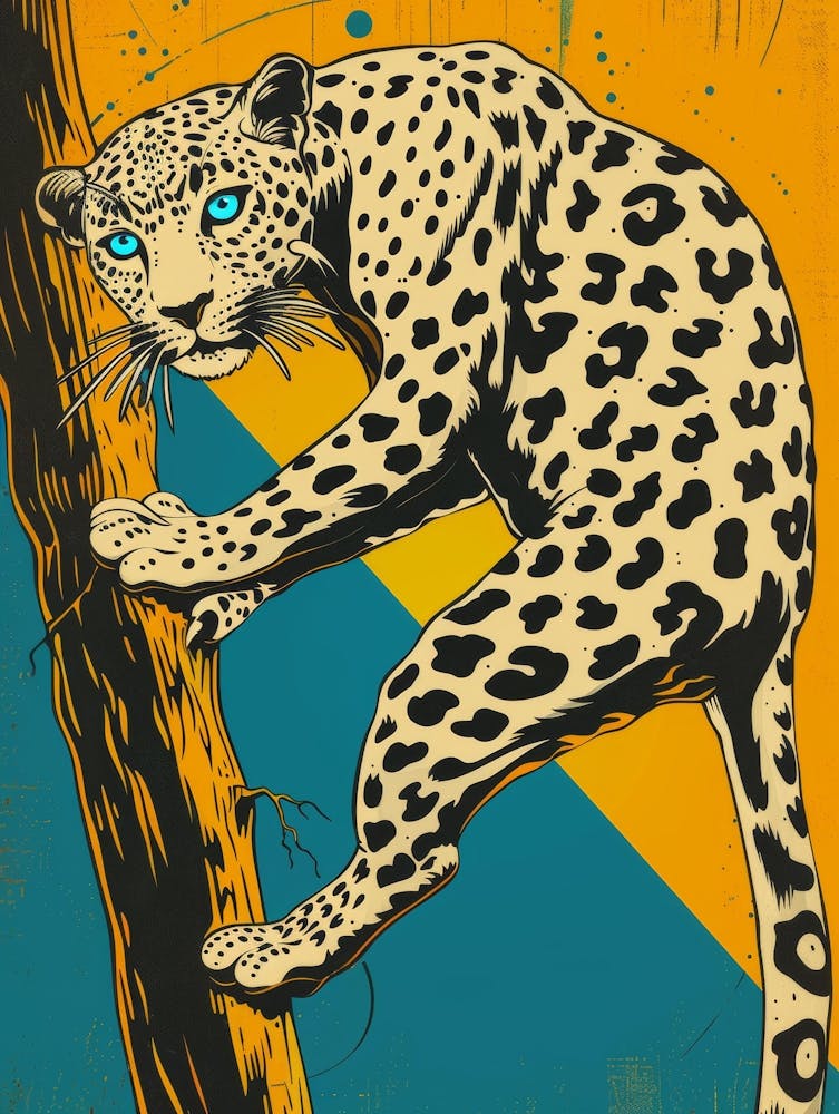 Leopard Climbing A Tree