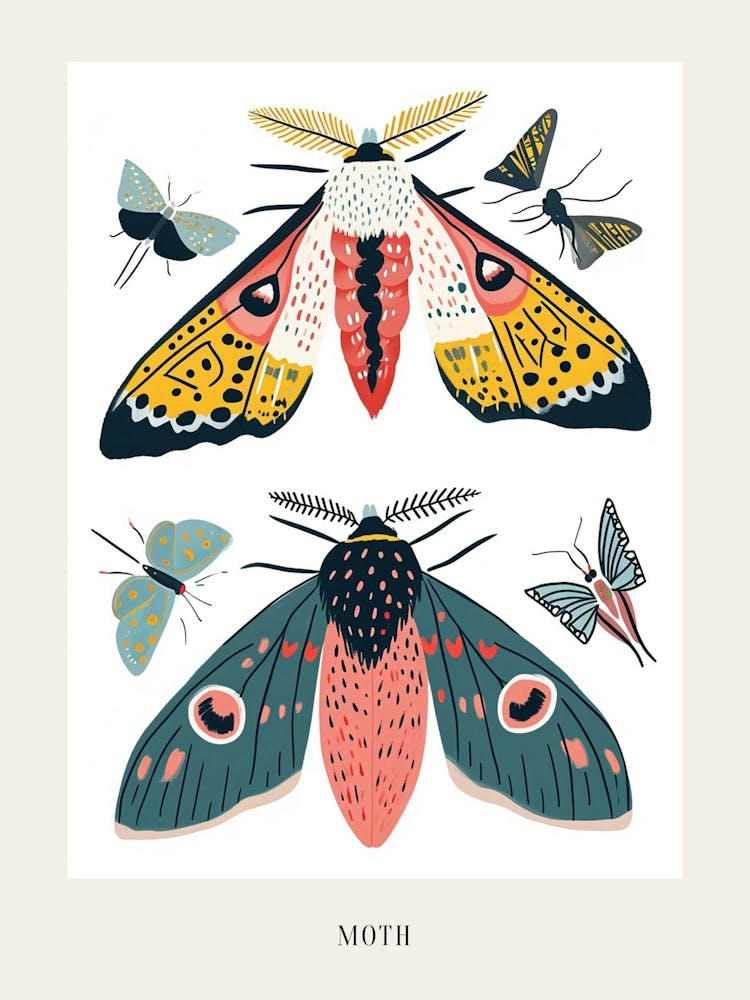 Colourful Insect Illustration Moth 56 Poster