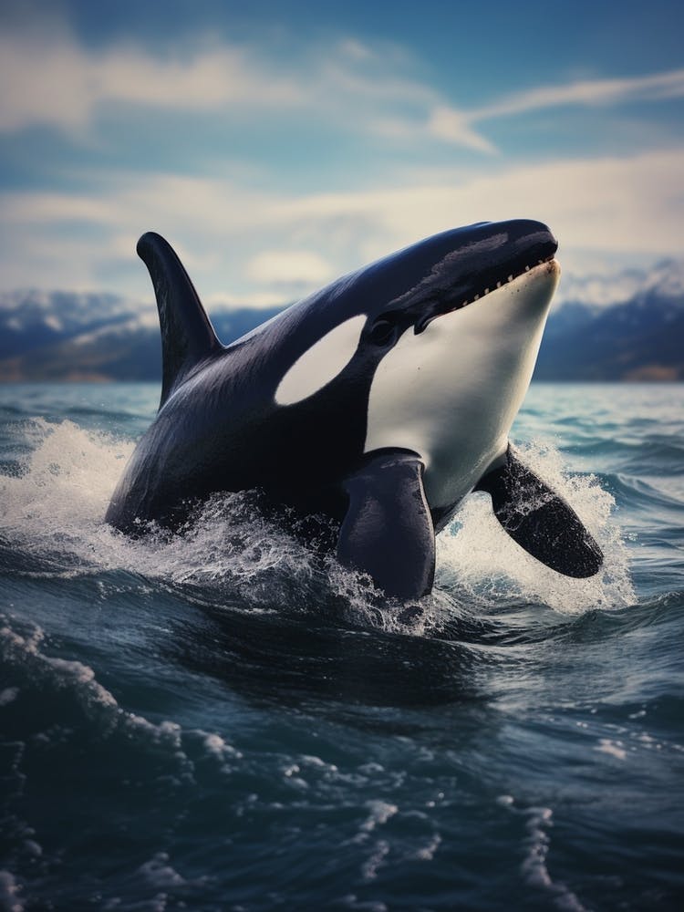 Realistic Orca Whale Icy Mountain Photography Style 4