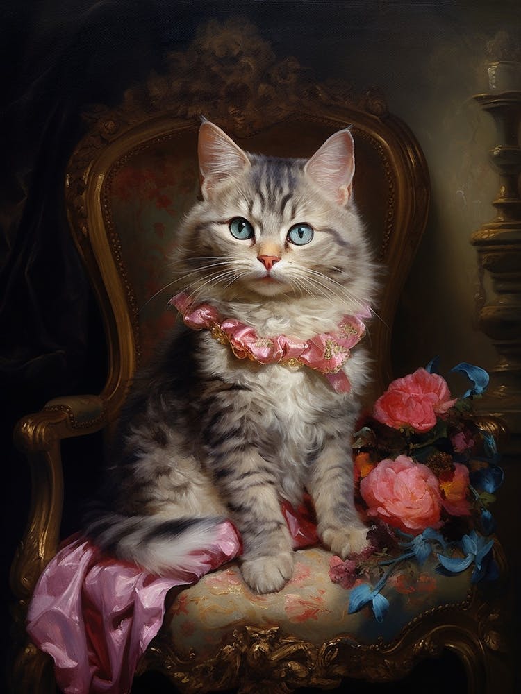 Royal Cat Portrait Rococo Style 3