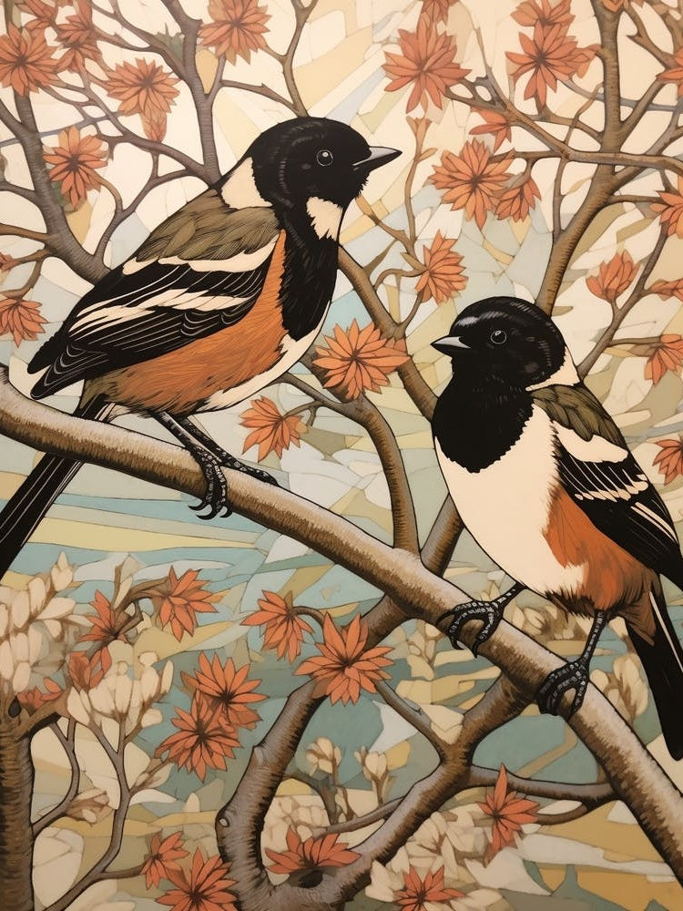 Art Nouveau Birds Poster Magpie 2