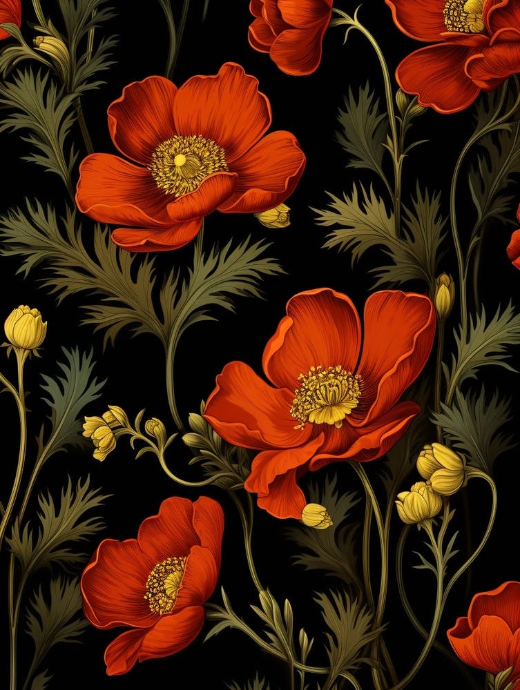 Winterling 3 William Morris Stil Winterblumen