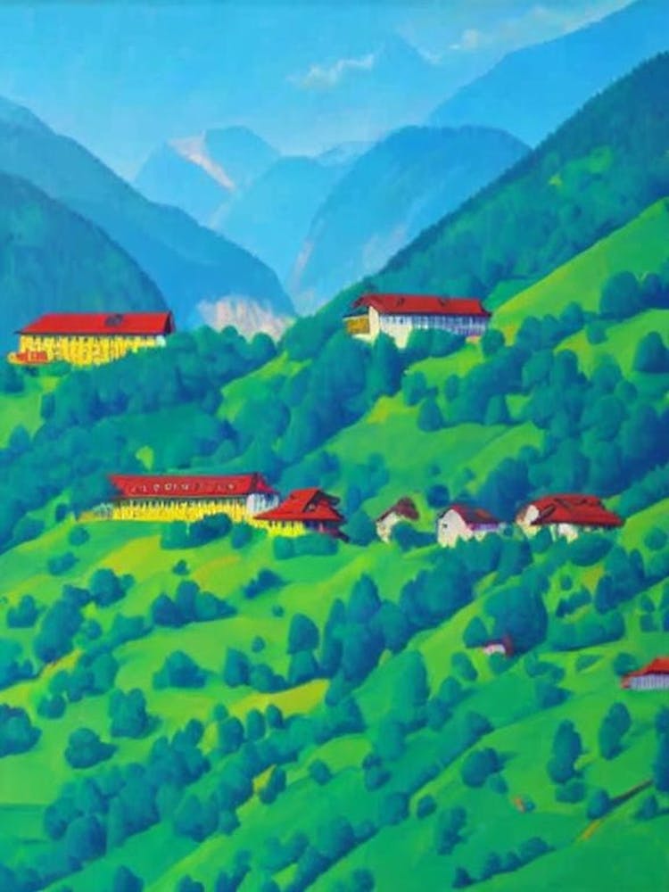 Berchtesgaden National Park Germany Blue Oil Painting 1 