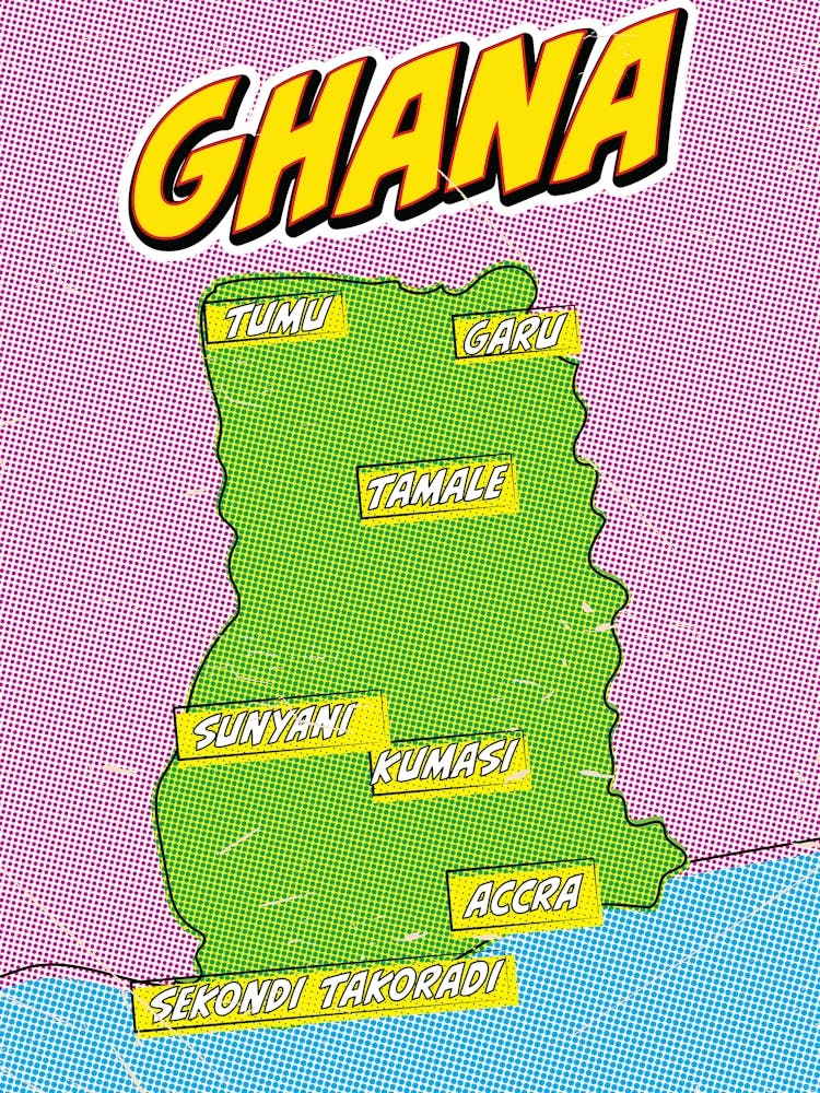Pop Art Map Of Ghana