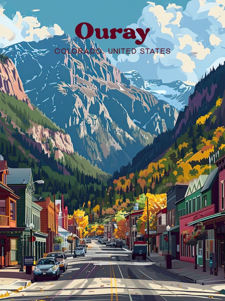 Ouray Colorado Little Switzerland Travel Illustration