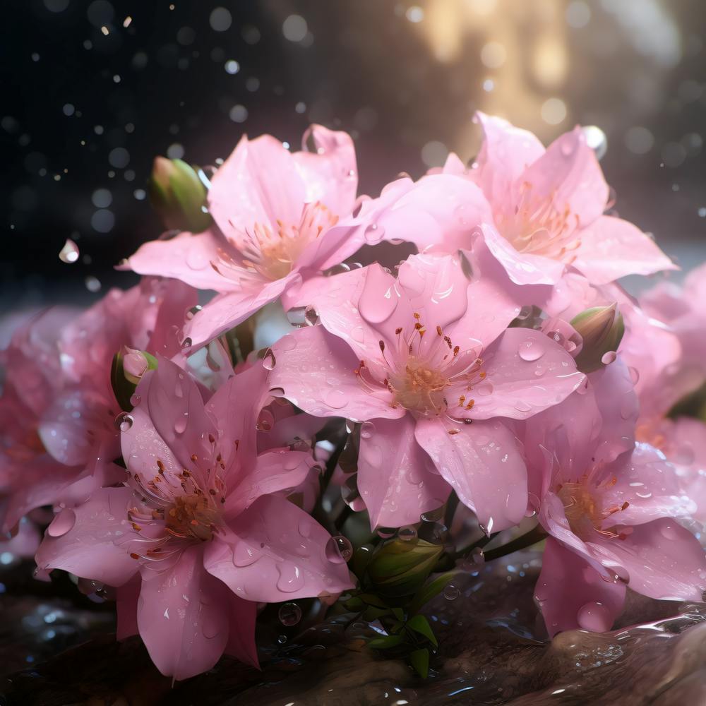 Fleurs de Cerisier Sous la Pluie