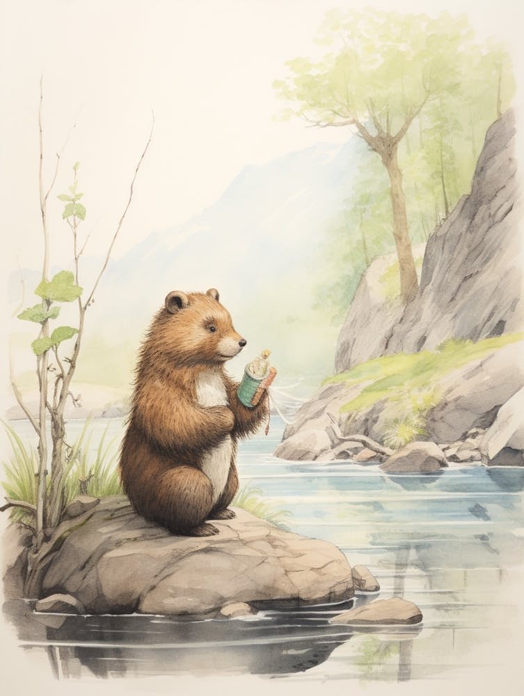Storybook Animal Watercolour Beaver 2