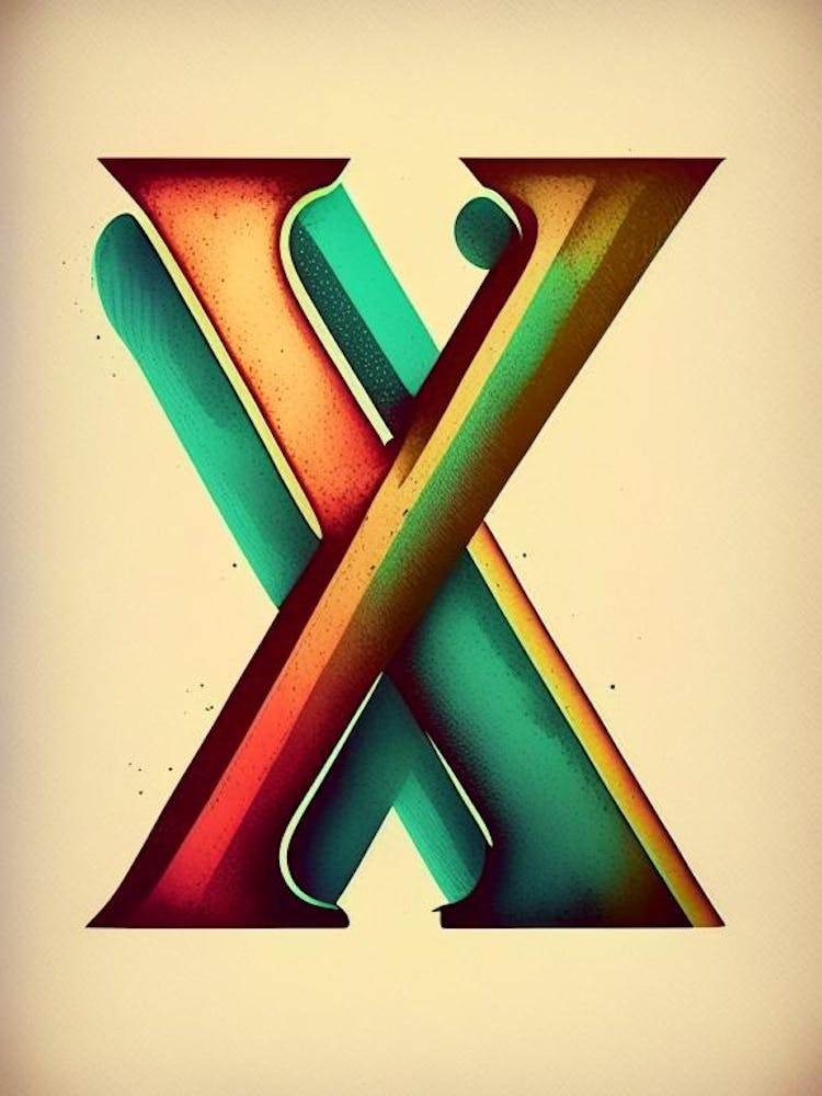 X, Letter, Alphabet Retro Drawing 6