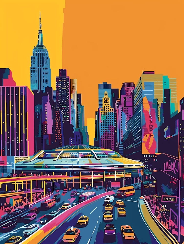 Madison Square Garden New York Colourful Silkscreen Illustration 4