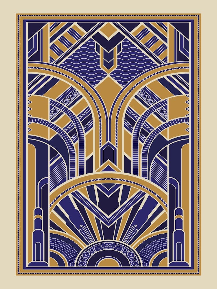Art Deco Pattern 2 Blue and Gold