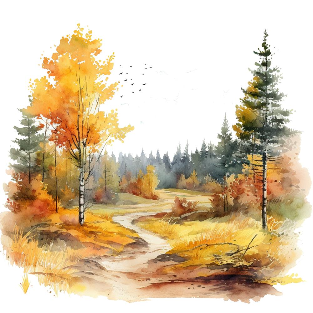 Watercolor Autumn Forest 8