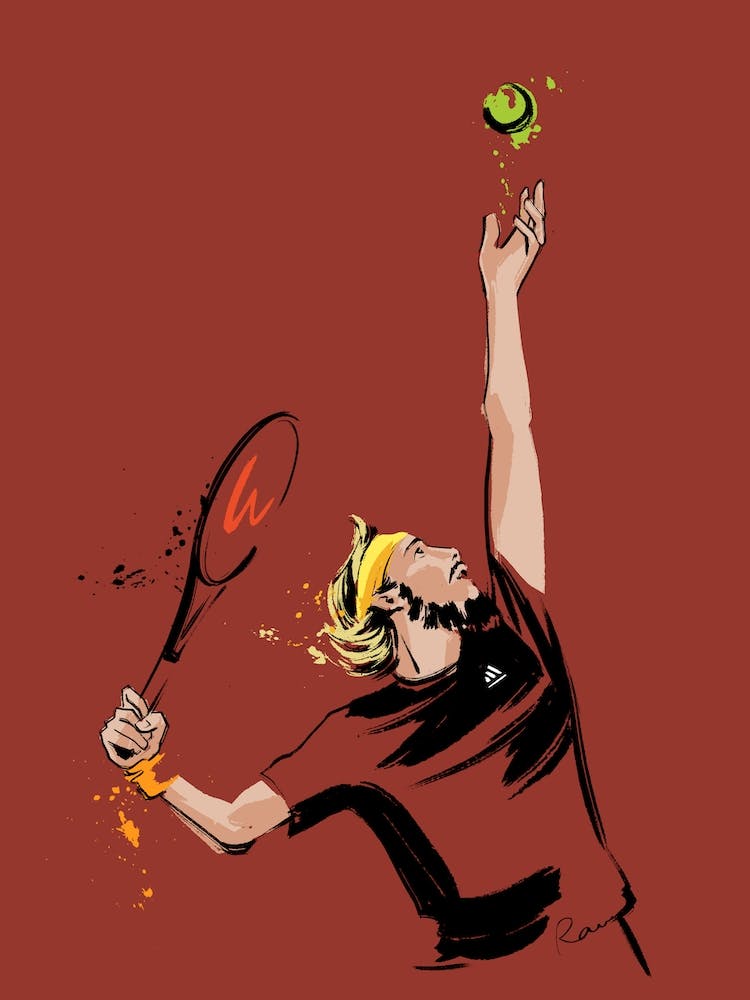 Joueur de tennis rouge