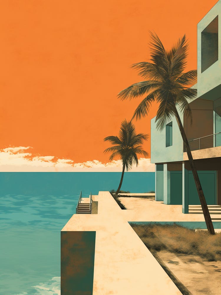 Icacos Beach Puerto Rico Teintes orange abstraites 2