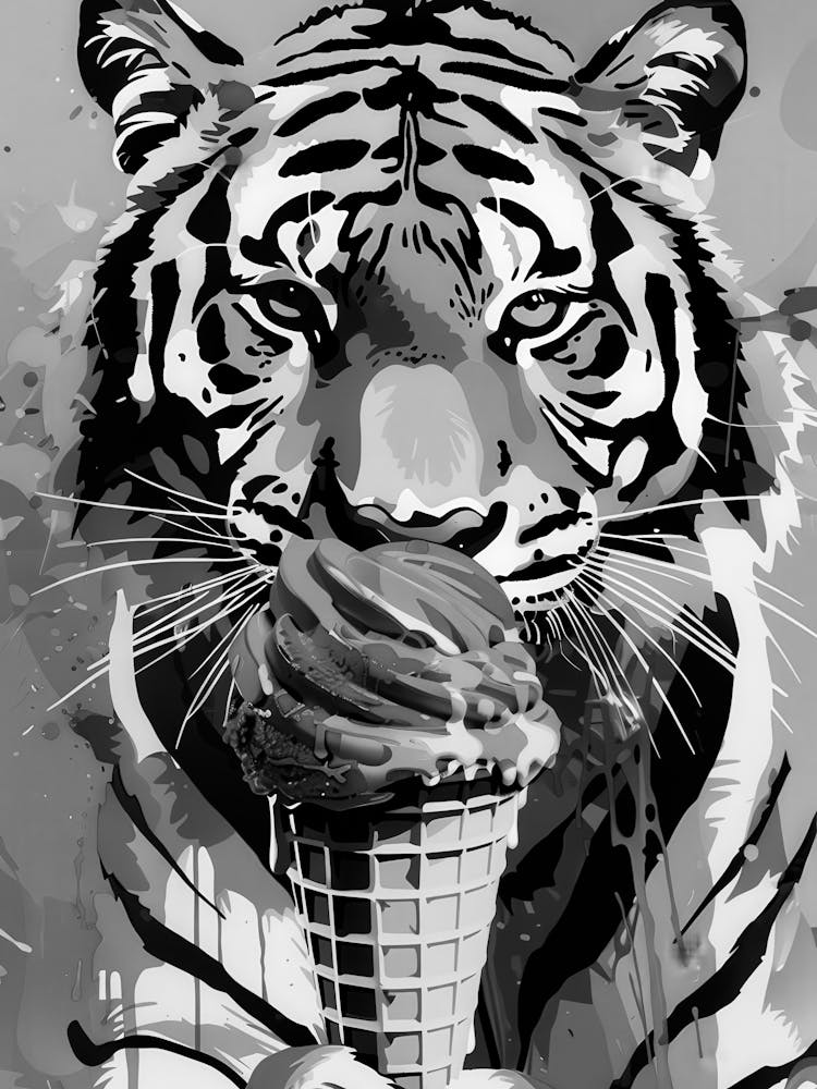 Tiger Eating Ice Cream