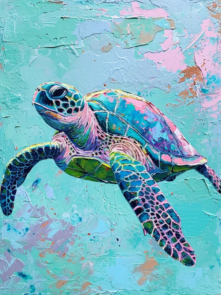 Impasto Pastell Meeresschildkröte Gemälde 1
