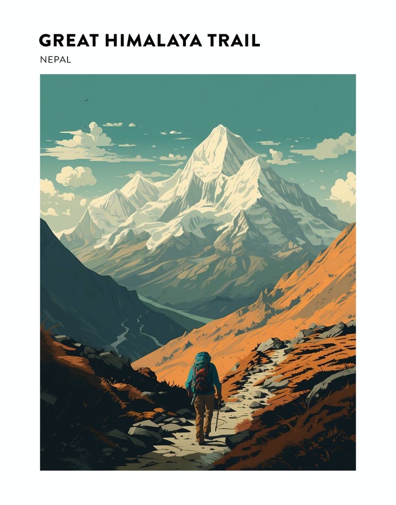 Great Himalaya Trail Nepal 2 Hiking Trail Landscape Poster