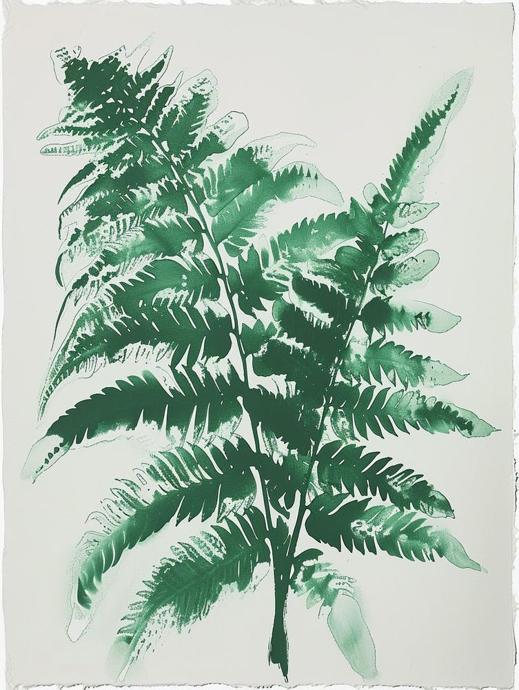 Green Ink Painting Of A Button Fern 4