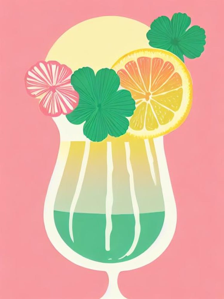 Clover Club Retro Pink Cocktail Poster
