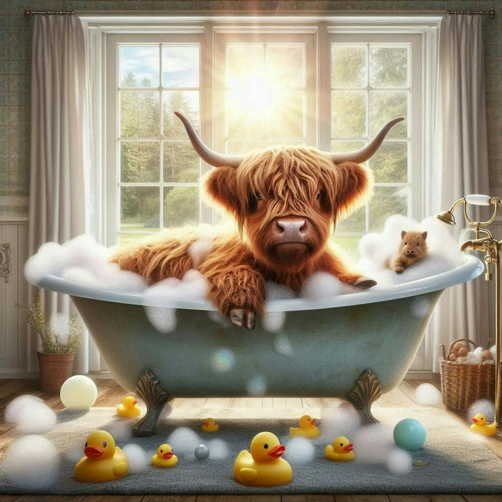 highland Cow In A Bathtub 4