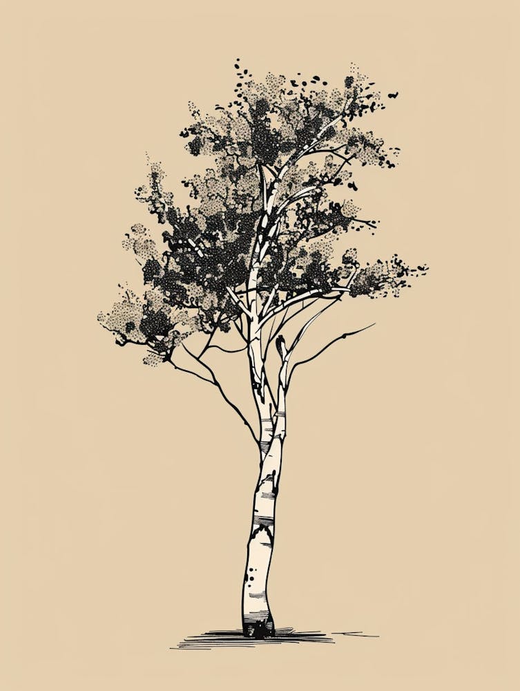 Birch Tree Minimalistic Drawing 1