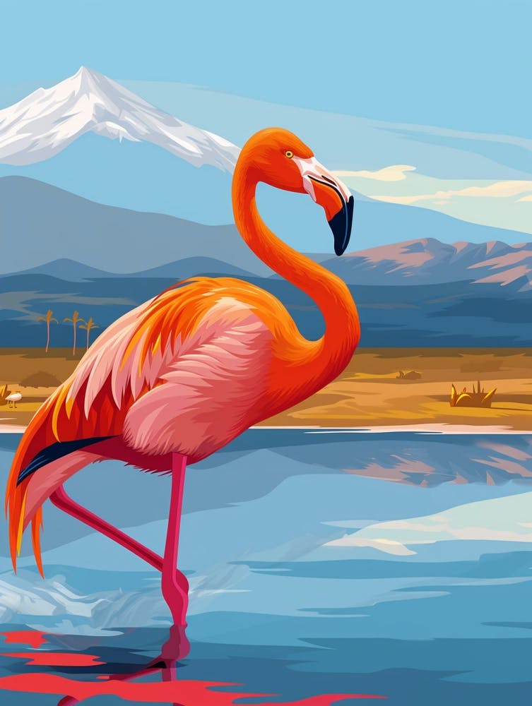 Greater Flamingo Andean Plateau Chile Tropical Illustration 5