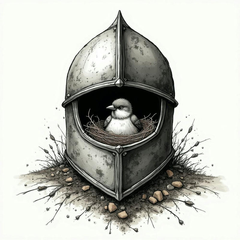 Vogel in einem Helm