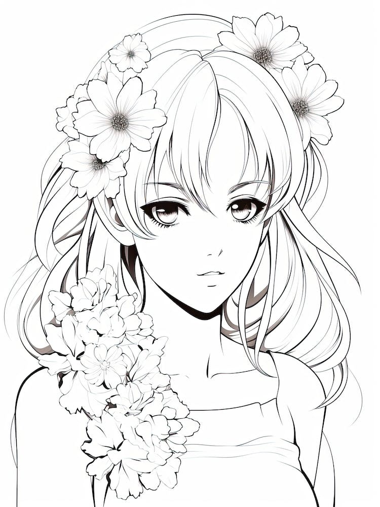 Bloom Body Girl Line Art 24