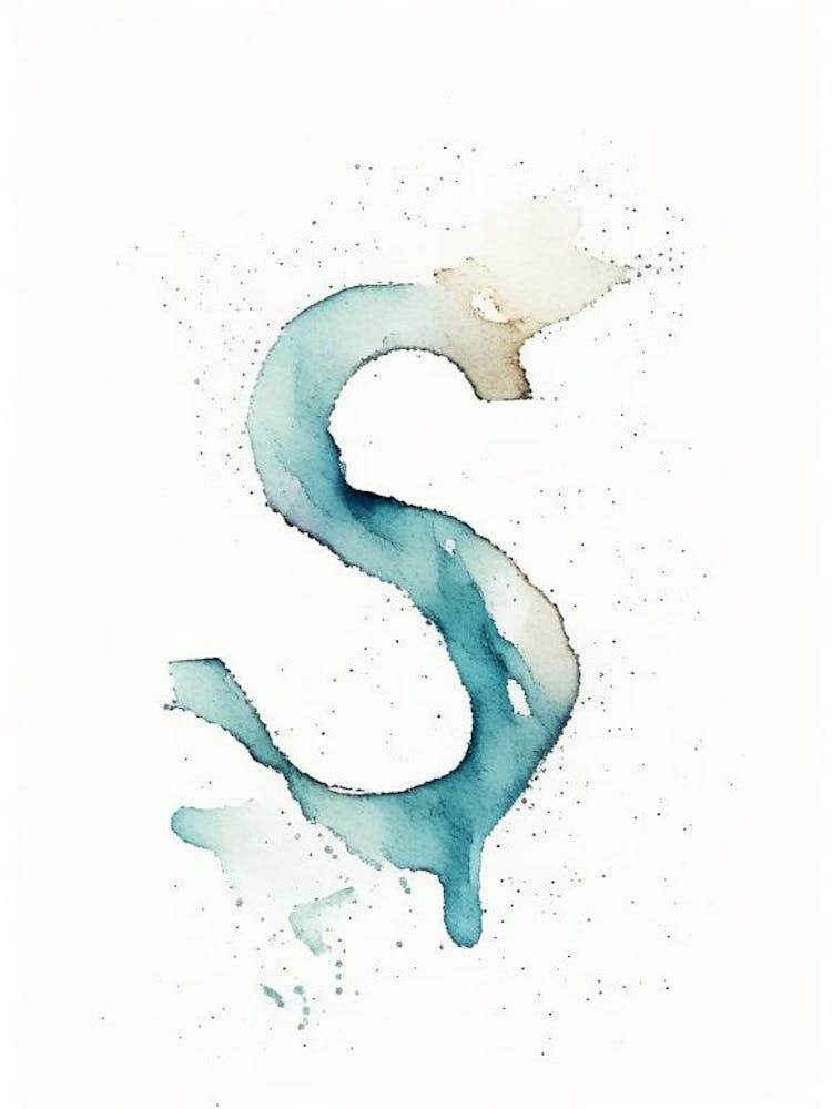 Lettre S, Aquarelle Minimaliste Alphabet 5