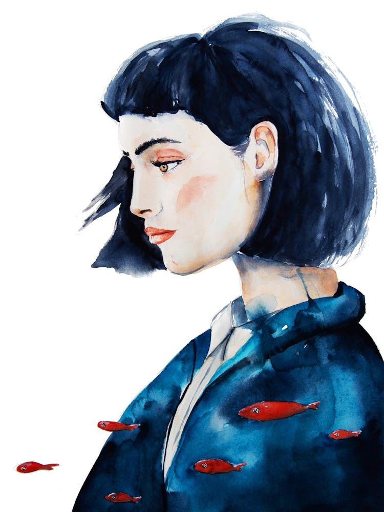Bkue Haired Girl