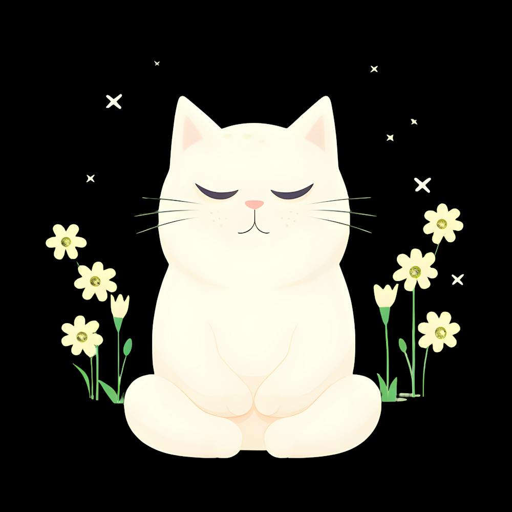 Zen Cat Tranquil Meditation Illustration 1