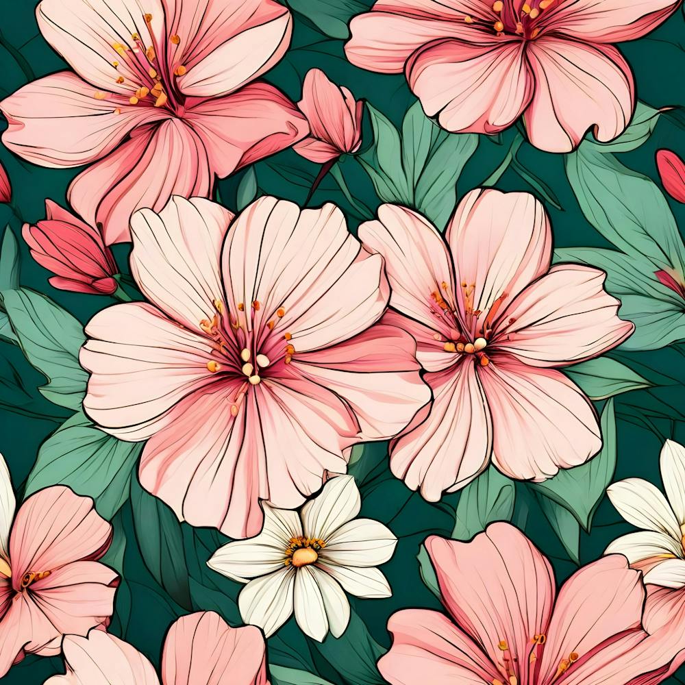 Pink Flowers Seamless Pattern 2