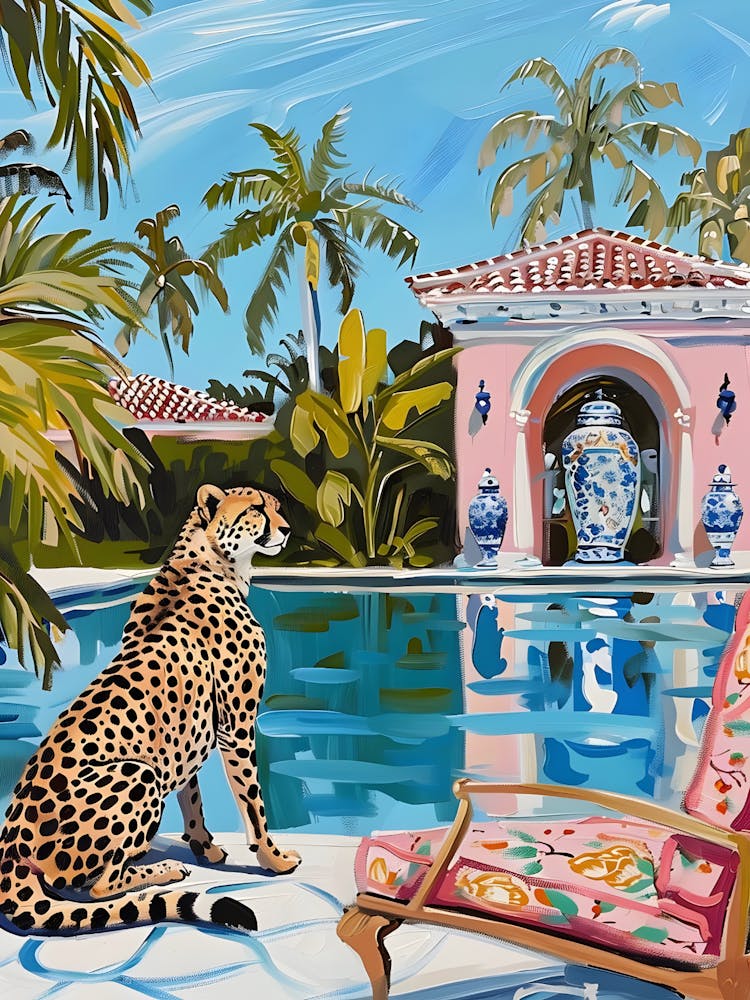 Cheetah By The Pool