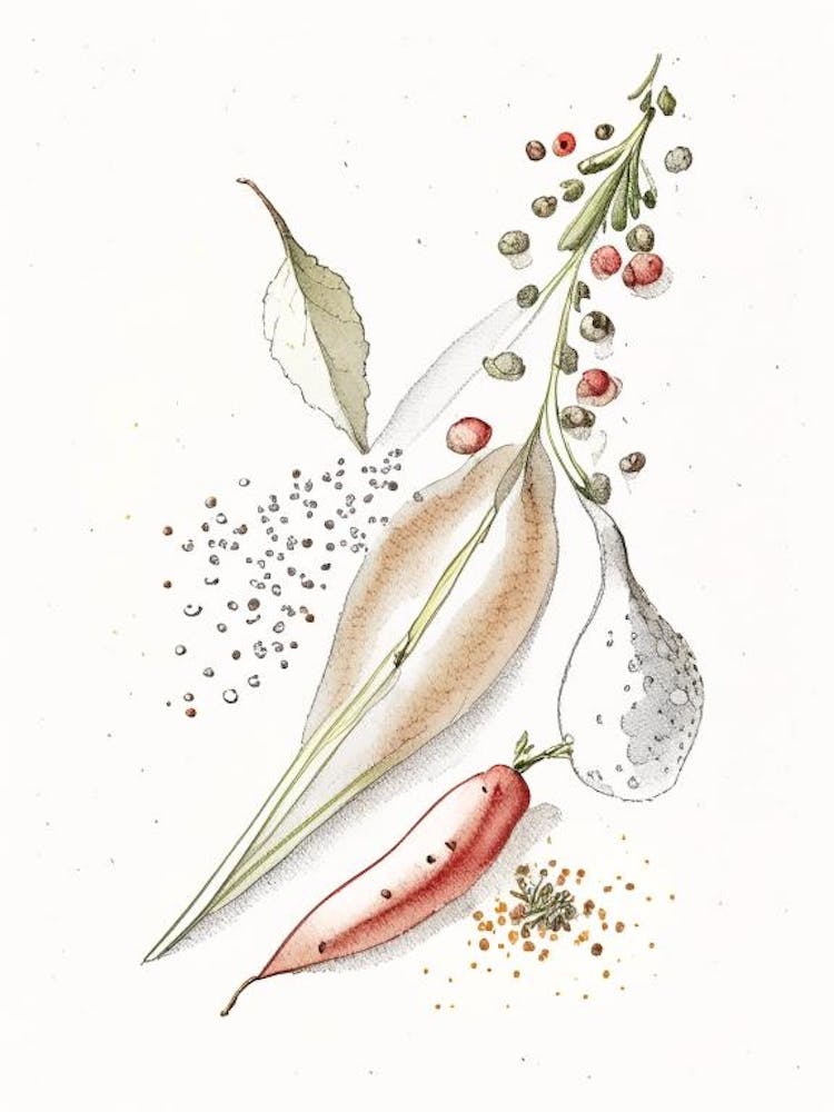 White Pepper Spices And Herbs Pencil Illustration 3