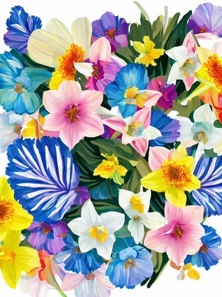 Daffodils Modern Colourful Flower