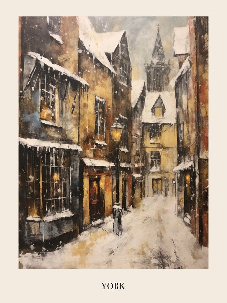 Vintage Winter Painting Poster York United Kingdom 2