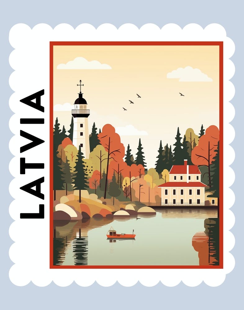 Latvia 2 Travel Stamp Poster