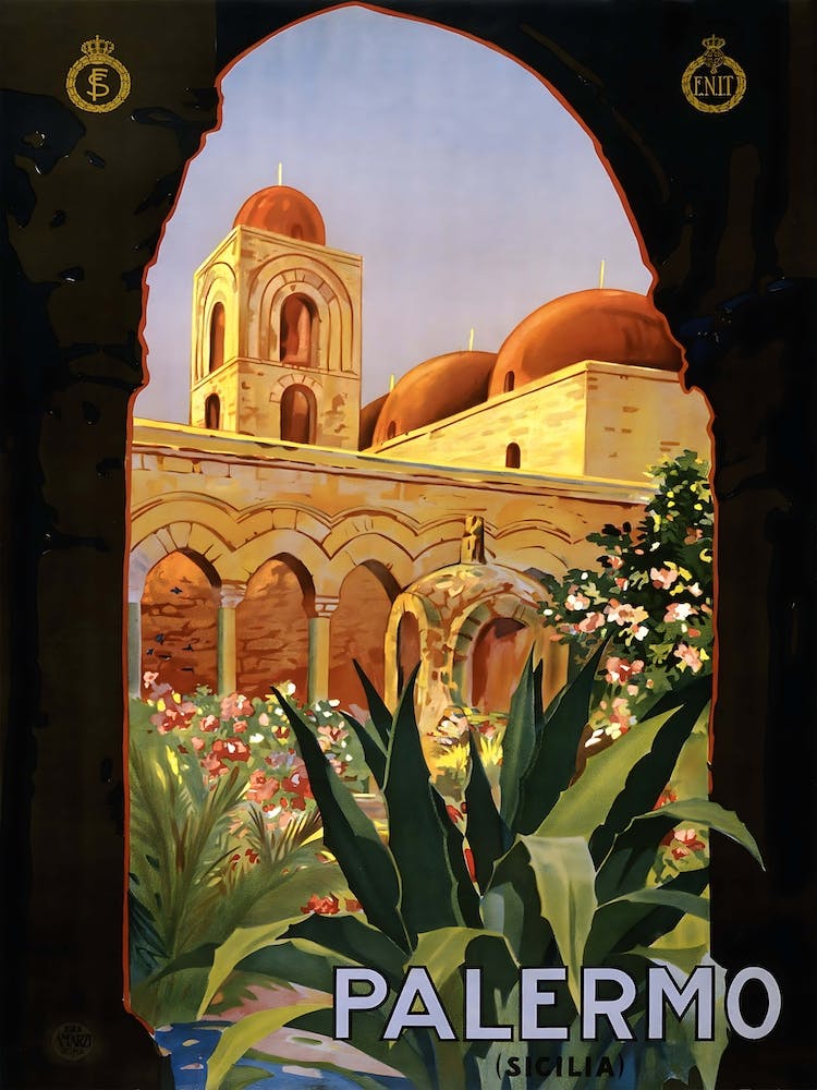 Vintage Palermo Travel Poster, Dawn Hudson
