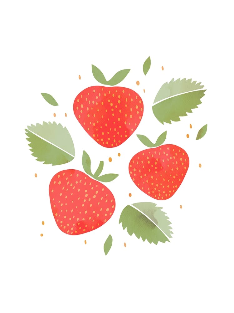 Strawberry Fruit Colourful Food Kitchen Art Nursery Wall