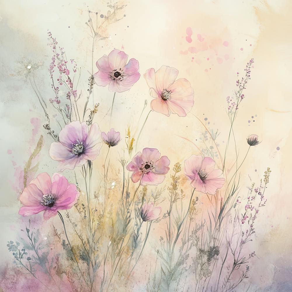 Whimsical Pastel Wildflowers 9