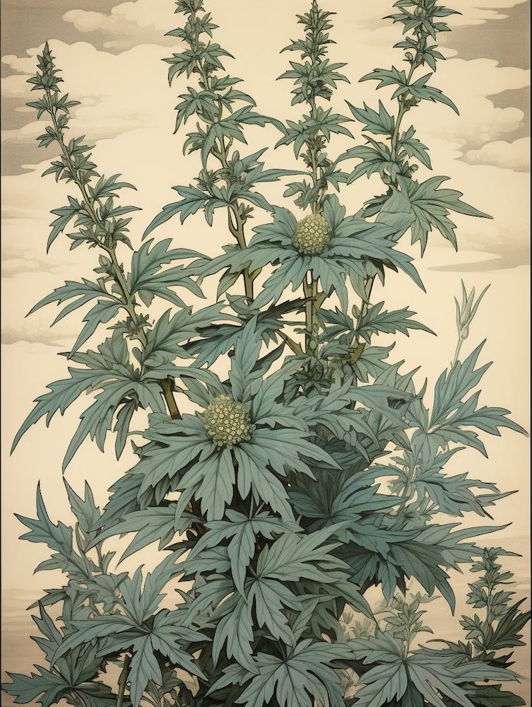 Yomogi Japanese Mugwort 2 Vintage Japanese Botanical