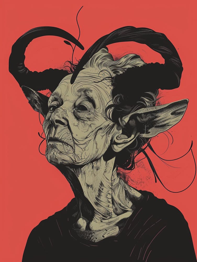 Old Woman With Horns