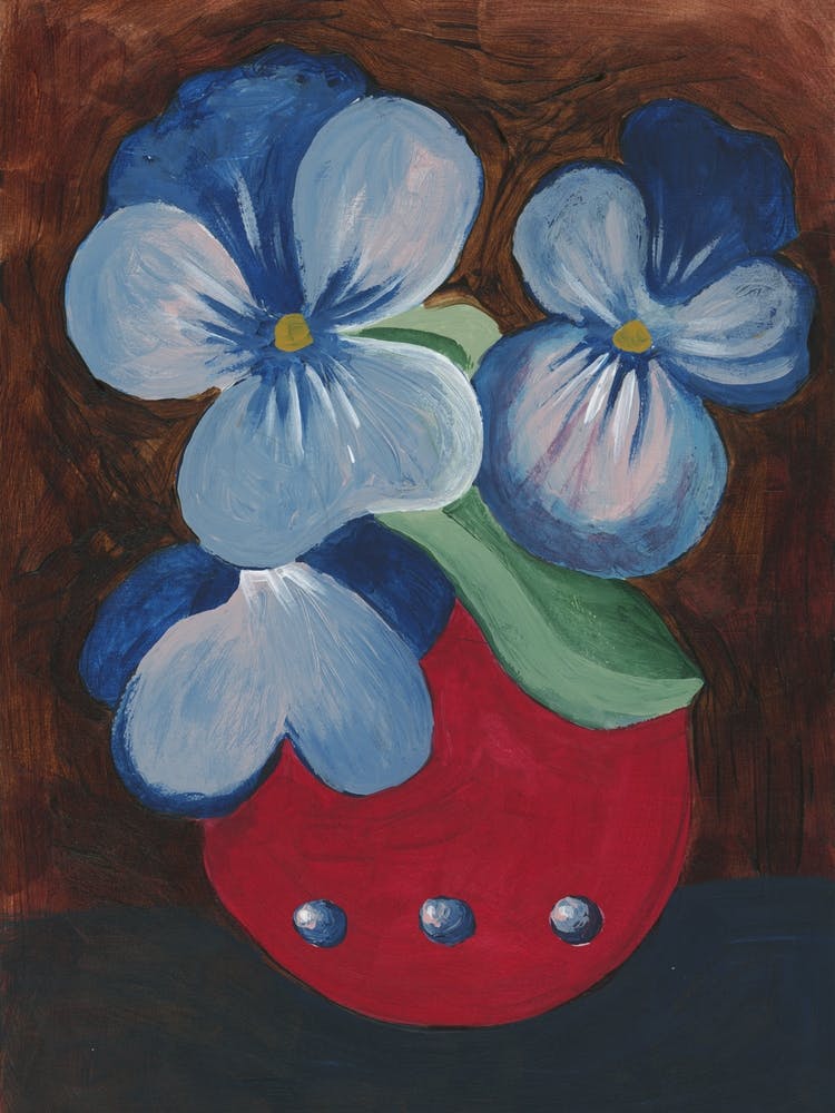 Gemalte Stiefmütterchen Handgemalte Kunst Kunstwerk Acryl Figurativ Akademisch Klassisch Blumen Blumig Küche Wohnzimmer Schlafzimmer