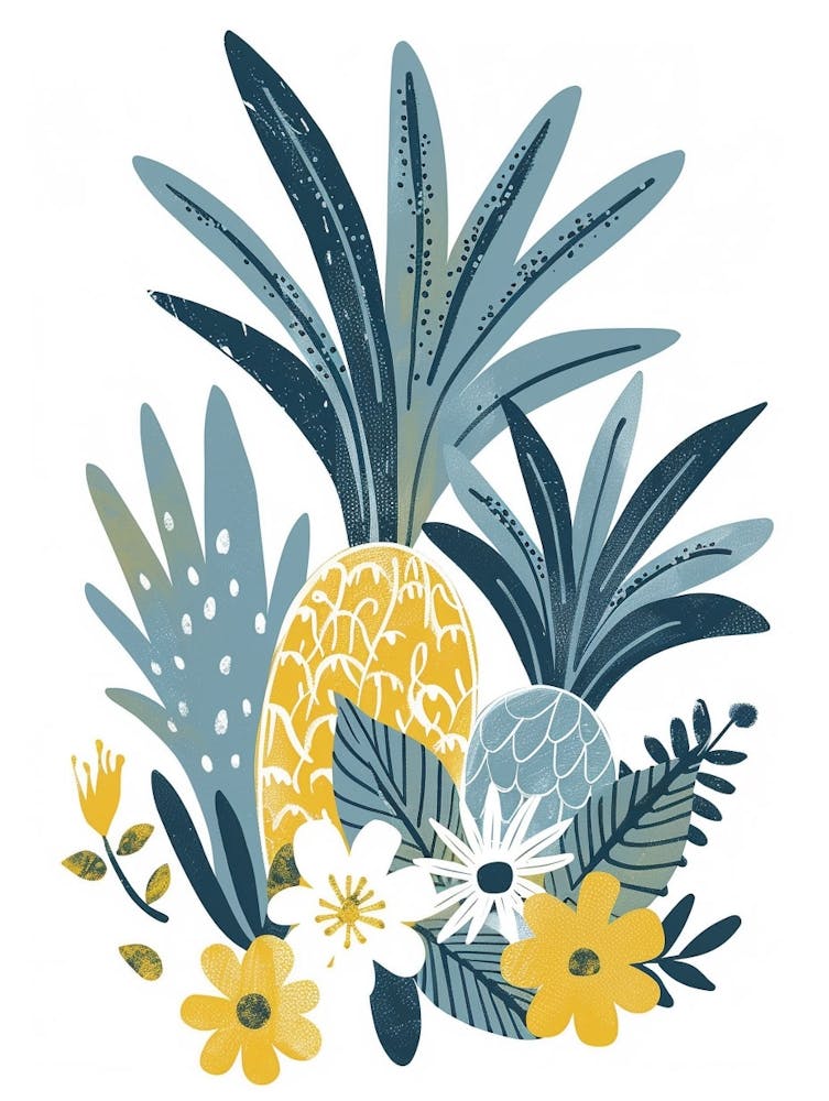 Pineapple Tree Illustration Flat 1
