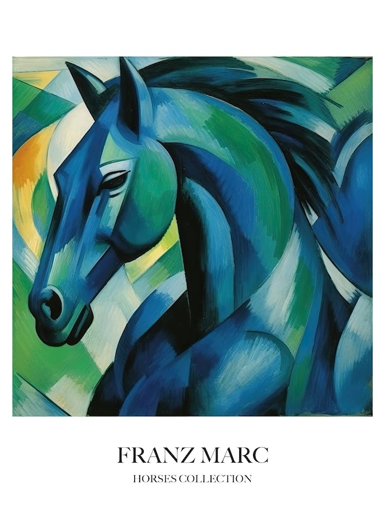 Franz Marc Inspired Horses Blue Horse Collection Painting 3